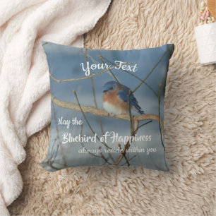 Coussin Oiseau Bleu De Bonheur Inspirant Personnalisé