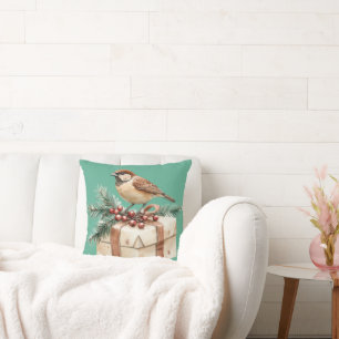 Coussin Oiseau cadeau de Noël