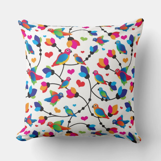 Coussin oiseau coloré mignon de perroquet (Recto)