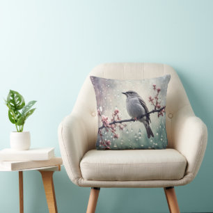 Coussin Oiseau Dans La Pluie
