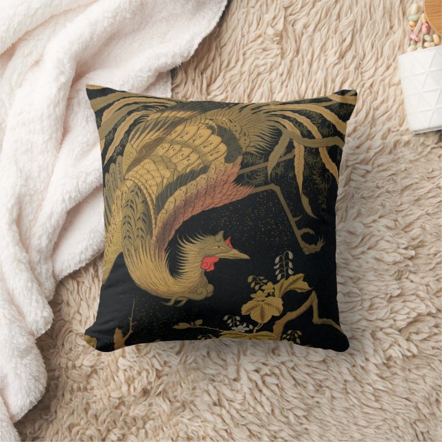Coussin Oiseau de coq d'or Classique japonais Antique (Couverture)
