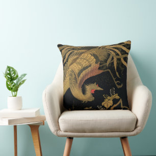 Coussin Oiseau de coq d'or Classique japonais Antique