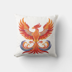 Coussin Oiseau de feu mythologique fantastique lumineux