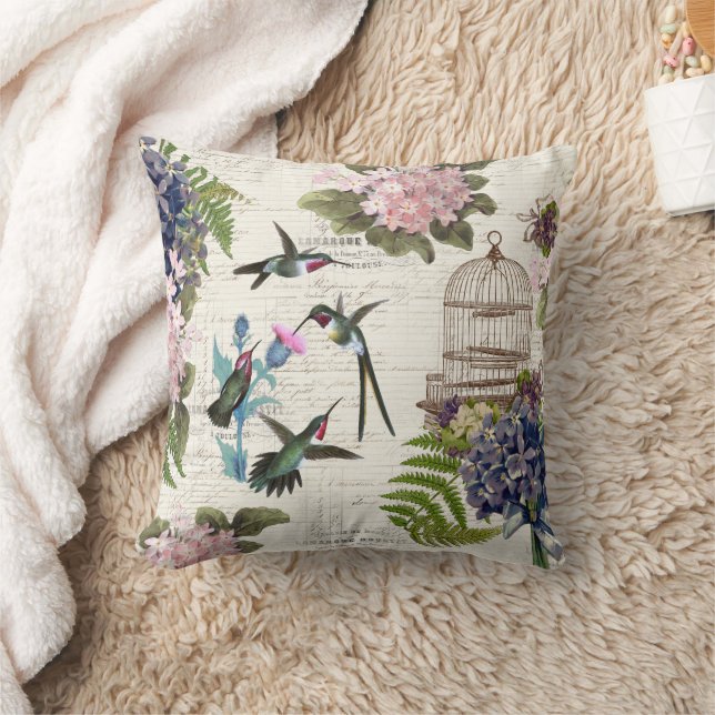 Coussin Oiseau-de-mer Vintage Oiseau-de-vie Floral Jeu d'o (Couverture)