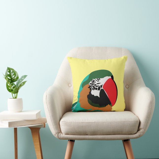 Coussin Oiseau de perroquet coloré (Chaise)