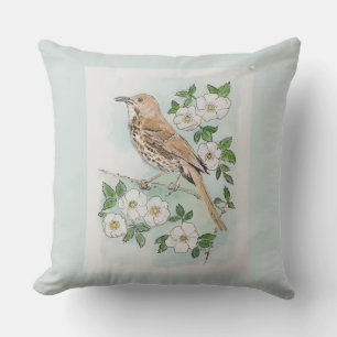 Coussin oiseau et fleur de l'État de Géorgie