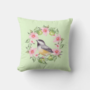 Coussin Oiseau et fleurs 2