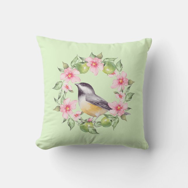 Coussin Oiseau et fleurs 2 (Recto)
