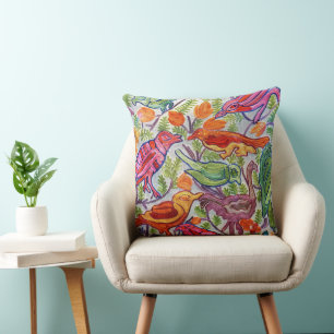 Coussin Oiseau floral Whimsical et coloré Jetant l'oreille