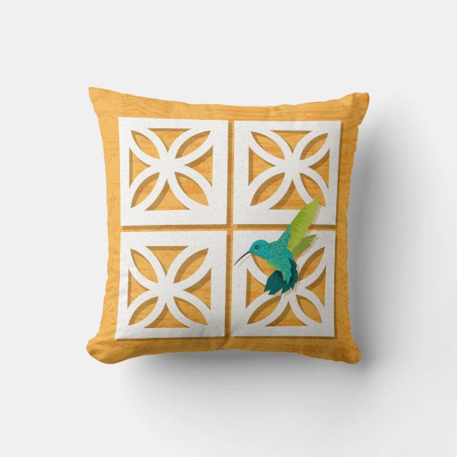 Coussin Oiseau Jetant de l'oreiller du milieu du siècle mo (Recto)