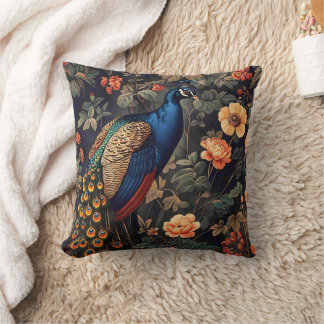 Coussin Oiseau paon Motif vintage forêt