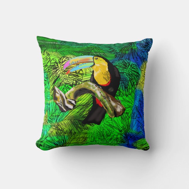 Coussin Oiseau Toucan Jeu d'oreiller (Recto)