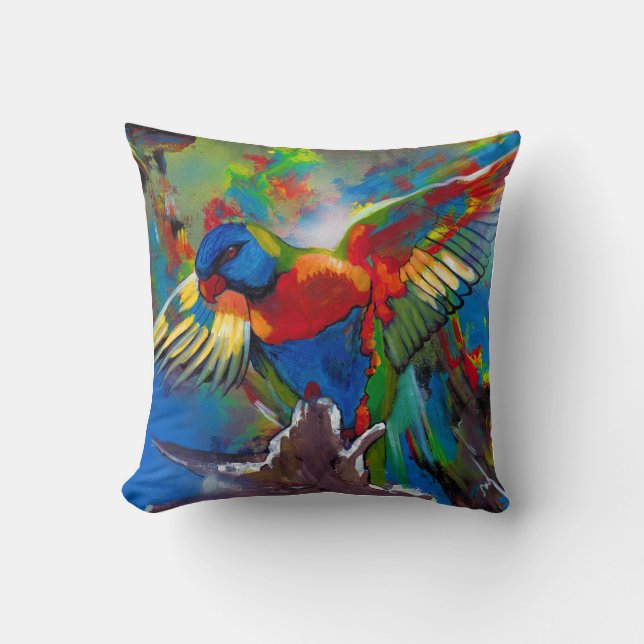 Coussin Oiseau Tropical Coloré Lancer Oiseau (Recto)