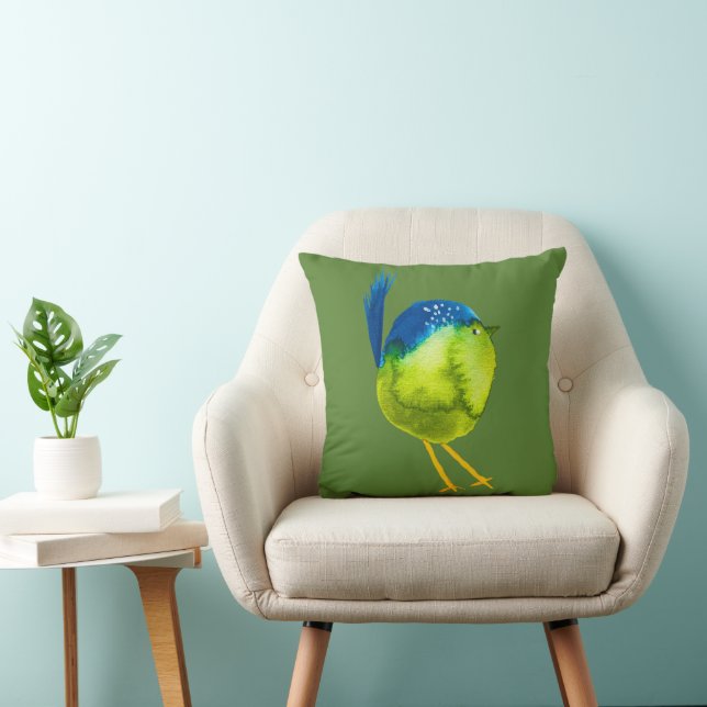 Coussin Oiseau vert mignon (Chaise)