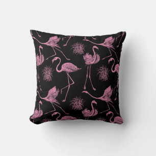 Coussin Oiseaux Abstraits : Motif de mode monochrome
