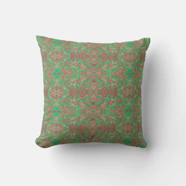 Coussin Oiseaux Arabesque Oriental Bohème Bohème Rouge Ver (Recto)