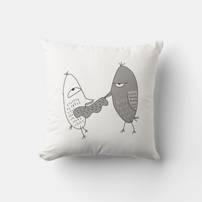 Coussin oiseaux automne taquiner drôle amis mignons compag (Recto)