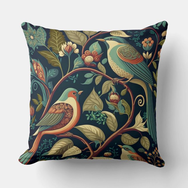 Coussin Oiseaux botaniques Lancer l'oreiller (Recto)