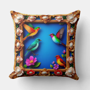Coussin 🌸 Oiseaux Colorés Cadeau Doré Pour La Décoration 
