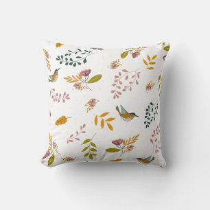 Coussin Oiseaux colorés sur un arrière - plan à fleurs