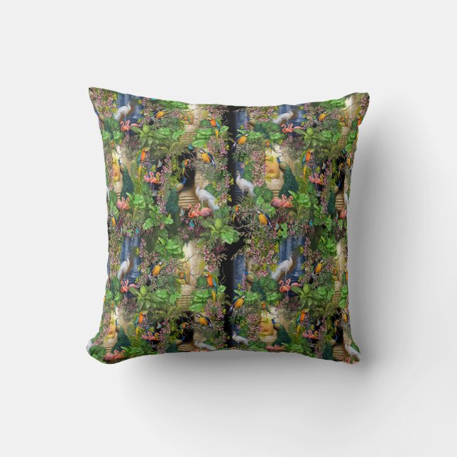 Coussin Oiseaux de Paradis Répéter Imprimer Lancer Oreille (Recto)