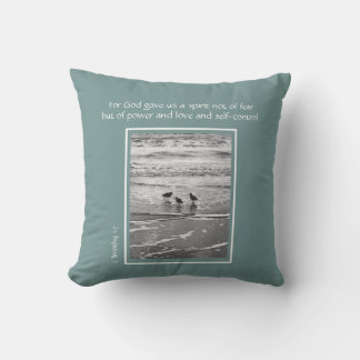 Coussin Oiseaux de rivage océanique, avec verset biblique 