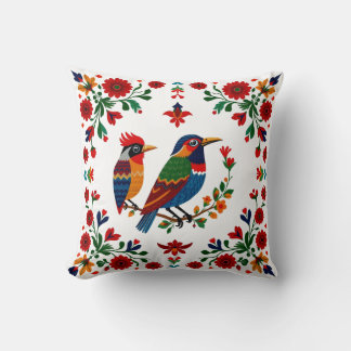 Coussin Oiseaux et fleurs de l'art folklorique – Nature sy