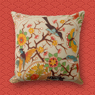 Coussin Oiseaux et papillons Lancer l'oreiller