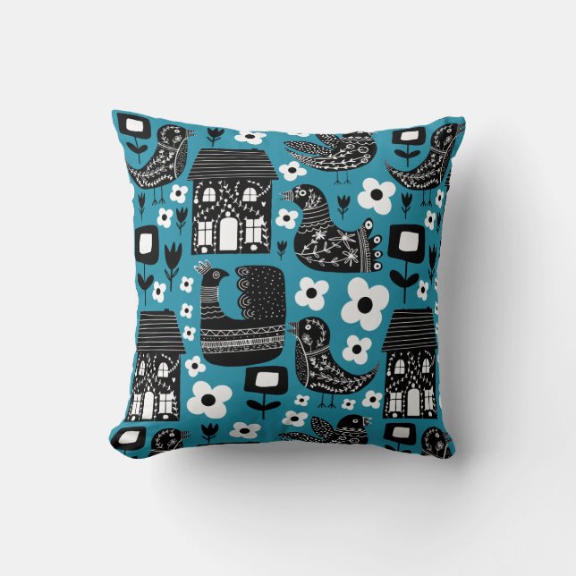 Coussin Oiseaux floraux de Socando (Recto)