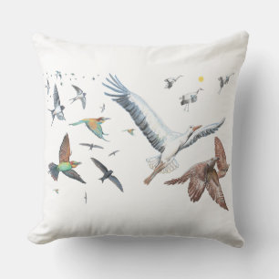 Coussin Oiseaux migrateurs traçant leurs vols Illustration