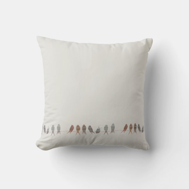 Coussin Oiseaux modernes simples sur un fil (Recto)
