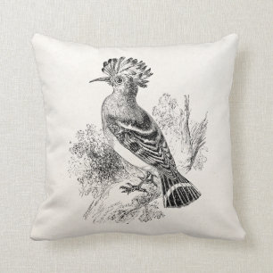 Coussin Oiseaux personnalisés par oiseau vintage de huppe