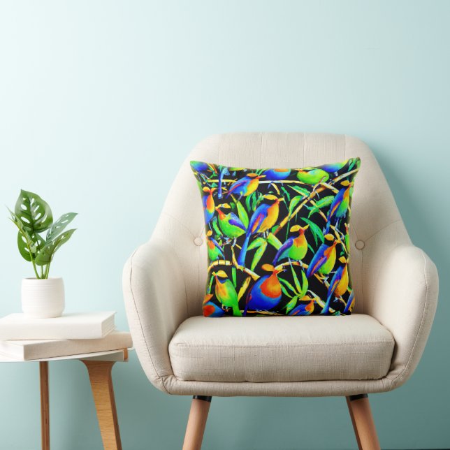 Coussin Oiseaux Sur Peinture D'Arbre. Commandez dès mainte (Chaise)