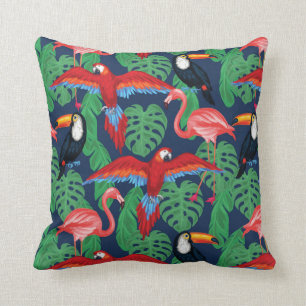 Coussin Oiseaux tropicaux dans des couleurs lumineuses