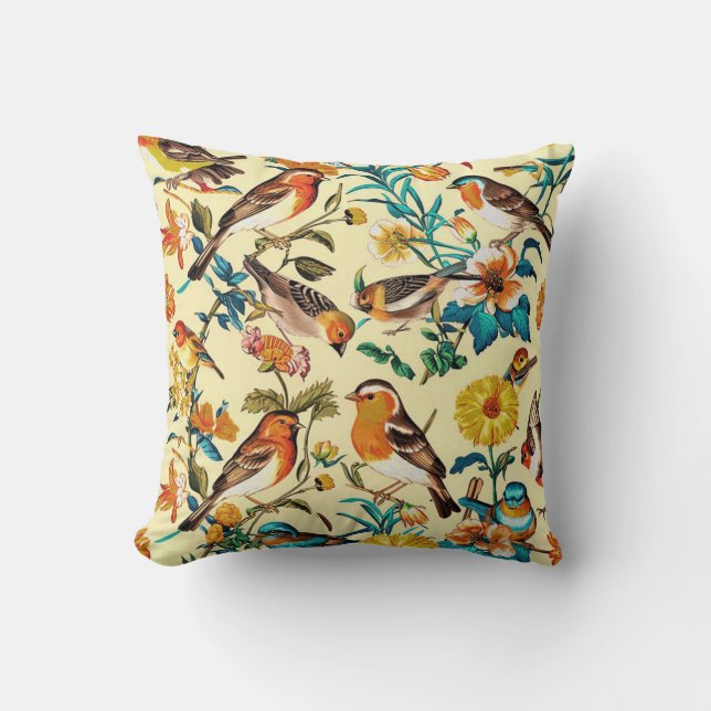 Coussin Oiseaux Vintage (Recto)