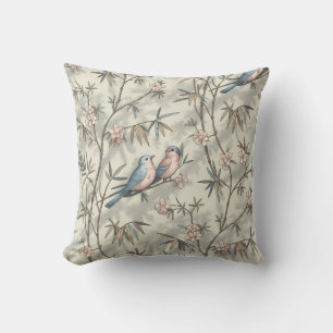 Coussin Oiseaux vintages et fleurs Lancer l'oreiller