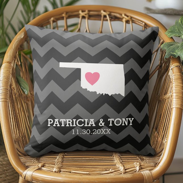 Coussin Oklahoma Map Accueil Amour de l'État avec Coeur op (Custom Pillow)