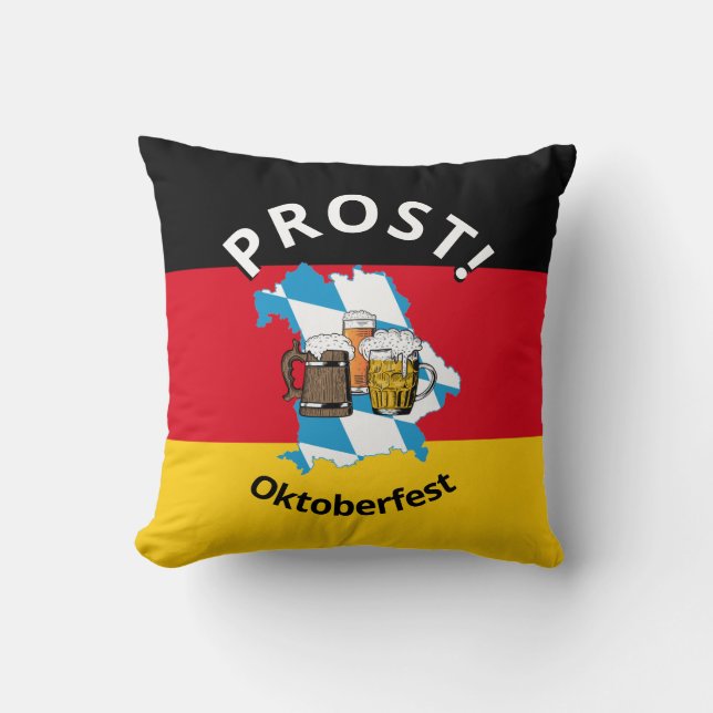 Coussin OKTOBERFEST Bières caricaturales Allemagne Bavière (Recto)