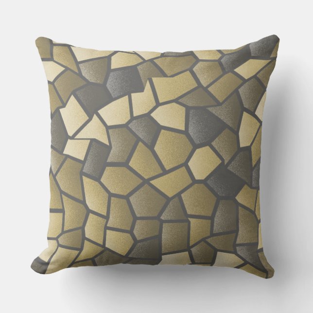 Coussin Olive and Beige Mosaic Thlow Pillow (Recto)