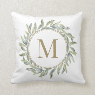 Coussin Olive Branch Laurel Wreath Personnalisé Monogramm