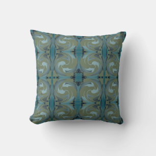 Coussin Olive Green Seafoam Gris Floral Mosaïque Gros carr