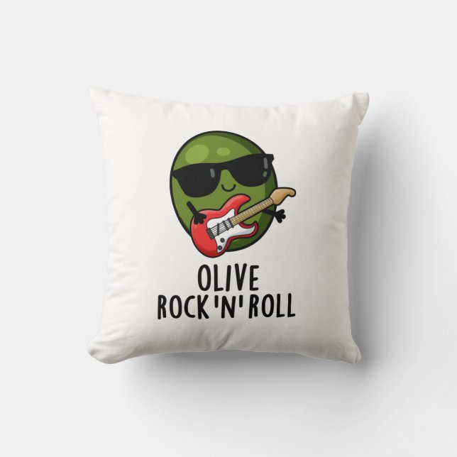 Coussin Olive Rock Et Roll Funky Rocker Olive Pun (Recto)