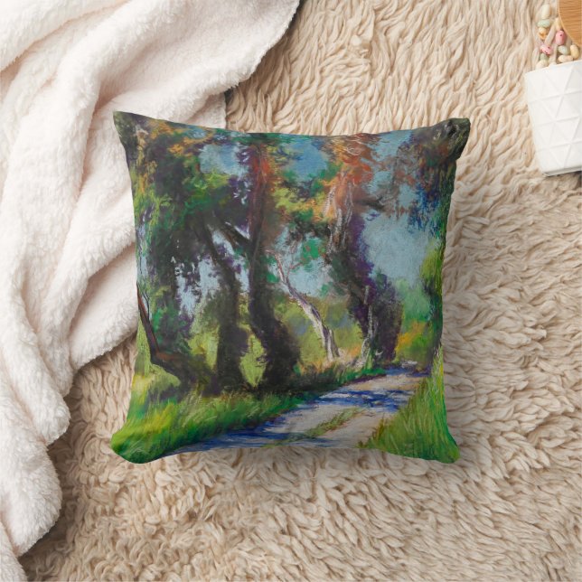 Coussin Olive Trees by the Sea – Mediterranean Pastel (Couverture)