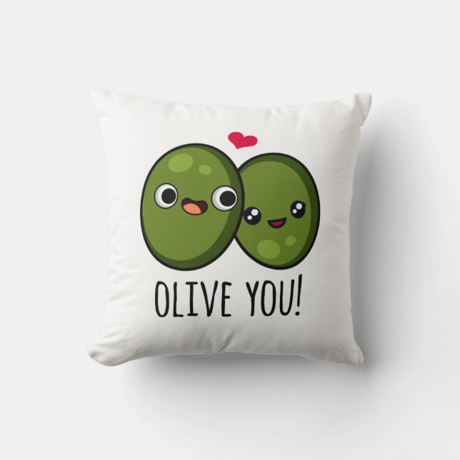 Coussin Olive You Funny Love Pun (Recto)