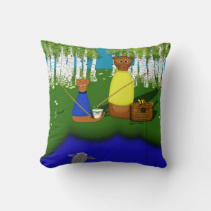 Coussin Oliver La Otter Pêche avec papa