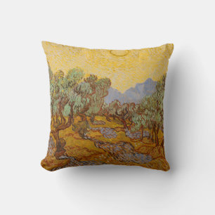 Coussin Oliviers de Van Gogh Ciel Soleil Jaune