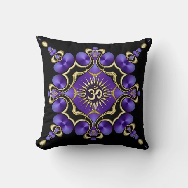 Coussin OM Yoga Arts Golden Purple Cushion (Recto)