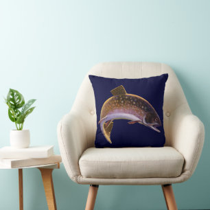 Coussin Omble de fontaine, pêche sportive vintage pêcheur