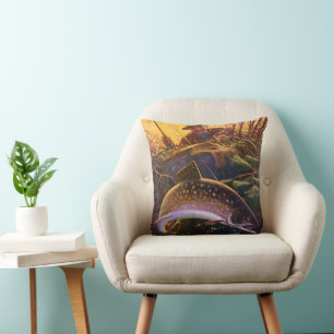 Coussin Omble de fontaine pêcheur de poissons, pêche sport