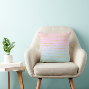 Coussin Ombre bleu rose avec lignes or